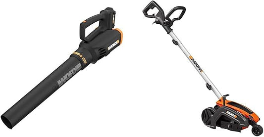 WORX 20V Turbine Cordless Two-Speed Leaf Blower Power Share - WG547 (Battery & Charger Included) & WG896 12 Amp 7.5" Electric Lawn Edger & Trencher