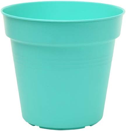 Mintra Garden Pots, 4 Pack Bulk Plastic Plant Pots with Drainage Tray, Round Indoor & Outdoor Decorative Planters with Drain Holes for Flowers, Herbs & Plants, 11cm Diameter – Teal, 4.3 in