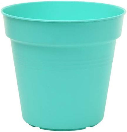 Mintra Garden Pots, 4 Pack Bulk Plastic Plant Pots with Drainage Tray, Round Indoor & Outdoor Decorative Planters with Drain Holes for Flowers, Herbs & Plants, 11cm Diameter – Teal, 4.3 in
