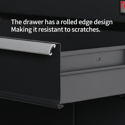 1 Drawer Tool Chest Heavy Duty Cart Steel Rolling Tool Box with Lockable Doors (TZ8 Black)