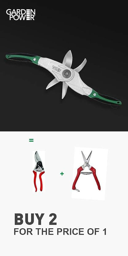 Bypass Pruning Shears 2 in 1 Multi-Cutter, Unique Lock Allows Switching Between Pruner and Shear Snipping. 1/2 Inch Cutting Capacity. Garden Clippers, Pruners for Gardening Heavy Duty