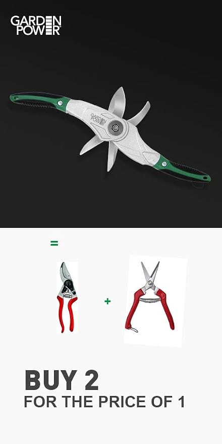 Bypass Pruning Shears 2 in 1 Multi-Cutter, Unique Lock Allows Switching Between Pruner and Shear Snipping. 1/2 Inch Cutting Capacity. Garden Clippers, Pruners for Gardening Heavy Duty