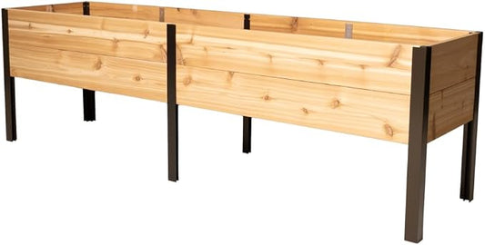Gardener's Supply Company Elevated Cedar Raised Garden Bed | 2' x 8' Heavy Duty Standing Planter Box with Aluminum Corners for Outdoor Plants Vegetables Flowers | Perfect for Patio & Backyard