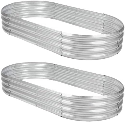 2Pack Raised Garden Bed 8×4×1FT,Galvanized Planter Box Oval Large Matel Steel Backyard Beds Outdoor for Vegetables,Flowers,Herbs,Plant