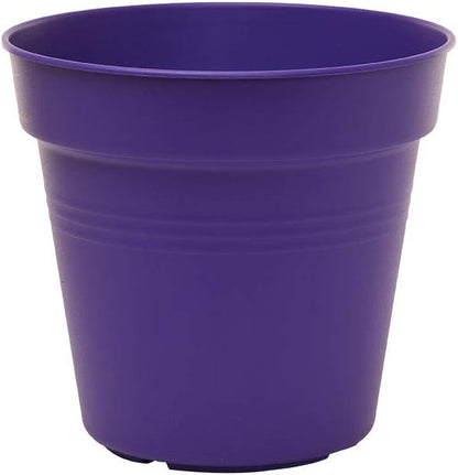 Mintra Garden Pots, 4 Pack Bulk Plastic Plant Pots with Drainage Tray, Round Indoor & Outdoor Decorative Planters with Drain Holes for Flowers, Herbs & Plants, 17cm Diameter – Purple, 6.6 in