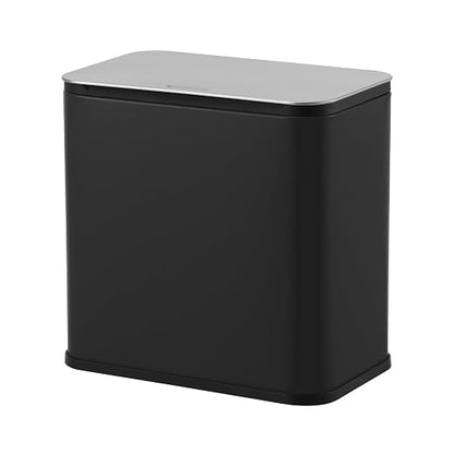1.3 Gallon/5L Slim Stainless Steel Trash Can with Lid, Odor Control Charcoal Filter, Removable Bucket, Hanging/Wall Mounted/Standing Waste Bin for Kitchen, Bathroom, Bedroom, Office - Black