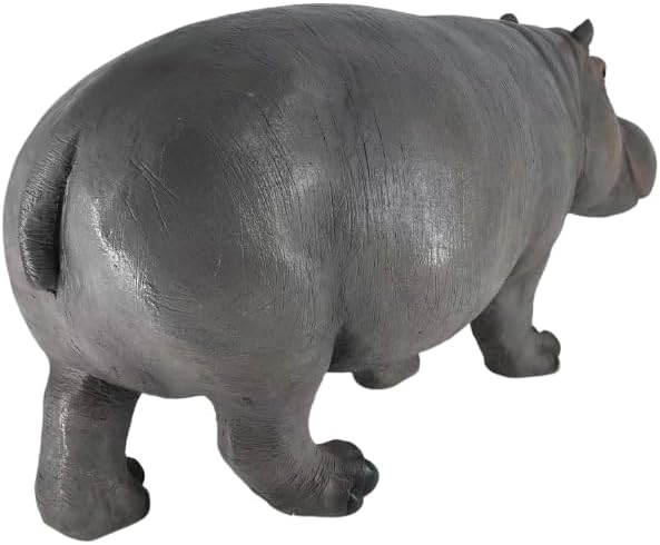 27.56" Large Weather Resistant Hippopotamus Garden Statue, Realistic Resin Hippo Wildlife Sculpture, Outdoor Decor for Lawn Yard Patio Pond Landscaping