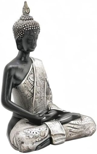 Bellaa Buddha Statue Zen Home Decor Mindfulness Meditation Sculpture Peace Harmony Dhyana Mudra Sitting Blessing Altar Figurine Black 23293