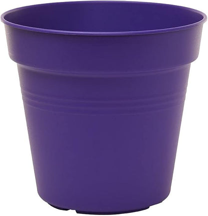 Mintra Garden Pots, 4 Pack Bulk Plastic Plant Pots with Drainage Tray, Round Indoor & Outdoor Decorative Planters with Drain Holes for Flowers, Herbs & Plants, 19cm Diameter – Purple, 7.5 in