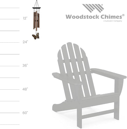 Woodstock Wind Chimes My Butterfly Chime, Bronze Aluminum Tubes, Small 21-Inch, Light Airy Sound Wind Chime for Outdoor Decor for Garden