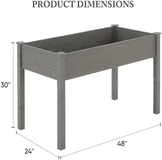 Raised Garden Bed Outdoor Planter Box with Legs - 34x18x30 Inch Cedar Wooden Elevated Planter Box with Non-Woven Liner & Drainage Holes for Vegetables Flowers Herbs (Gray, 48 x 24 x 30)