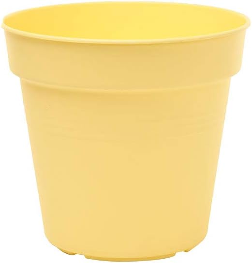 Mintra Garden Pots, 4 Pack Bulk Plastic Plant Pots with Drainage Tray, Round Indoor & Outdoor Decorative Planters with Drain Holes for Flowers, Herbs & Plants, 15cm Diameter – Yellow, 5.9 in