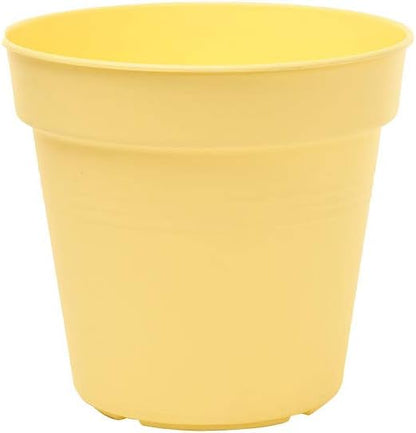 Mintra Garden Pots, 4 Pack Bulk Plastic Plant Pots with Drainage Tray, Round Indoor & Outdoor Decorative Planters with Drain Holes for Flowers, Herbs & Plants, 15cm Diameter – Yellow, 5.9 in