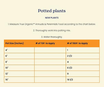 True Organic Annuals & Perennials Food – Organic Fertilizer for Stunning Blooms and Robust Foliage – 4lb Bag Covers 70 Sq. Ft. | (Pack of 6)
