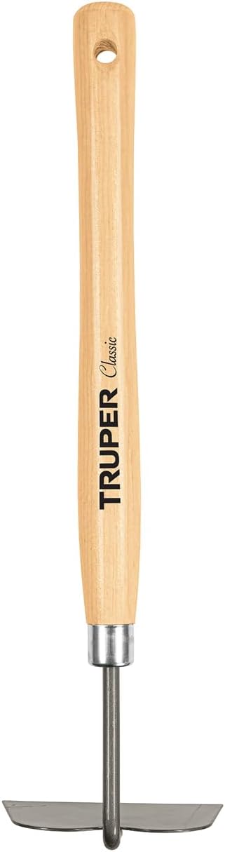 Truper Floral Garden Hand Hoe and Cultivator, 15-Inch Premium Ash Wood Handle, Heavy-Duty Carbon Steel Head Weeding and Planting Tool (Model 30663 / GTL-HO)