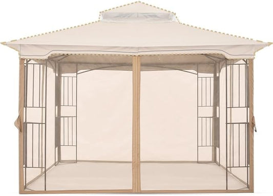 MASTERCANOPY Patio Gazebo Mosquito Netting Screen Walls (10x12, Beige)