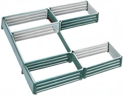 Outsunny 8 x 8ft DIY Raised Garden Bed, Large Galvanized Steel Planter Box with 5 Compartments, for Outdoor Plants, Vegetables, Flowers, Herbs, Easy Assembly, Green