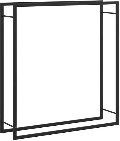 vidaXL Firewood Rack, Fire Log Stand Stacker Holder for Fireplace, Outdoor Indoor Metal Wood Pile Storage Organizer, Matt Black Steel