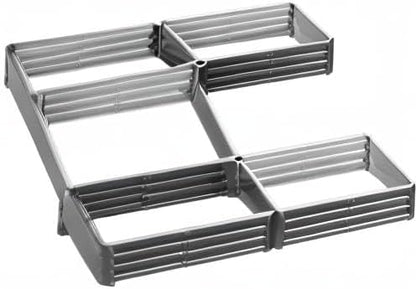 Outsunny 8 x 8ft DIY Raised Garden Bed, Large Galvanized Steel Planter Box with 5 Compartments, for Outdoor Plants, Vegetables, Flowers, Herbs, Easy Assembly, Gray