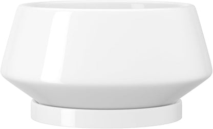 10 Inch White Ceramic Planter with Drainage Hole and Saucer | Ideal for Indoor and Outdoor Plants, Modern Home Decor, Round, Gloss White