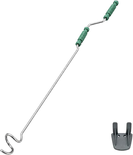 46.5" Compost Aerator Tool, Manual Compost Turner, No Assembly Stainless Steel Compost Stirring Tool for Compost Bins, Outdoor Compost Piles & Backyard Composting, Wall Mount Hook
