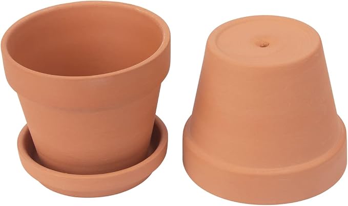 CFKJ [17 Pack] 4 inch Planter Nursery Pots Terracotta Pot Clay with Saucer Ceramic Pottery Cactus Flower Succulent Garden Terra Cotta Plants (17)