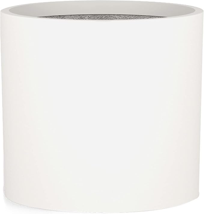 Fox & Fern Large Indoor Planter, Modern Large Plant Pot for Indoor or Outdoor, UV and Frost Resistant - 14.6 Inch, Matte White Flower Pot with Drainage Plug, Lightweight
