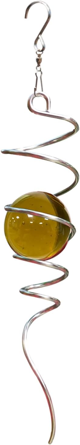 Gazing Ball Spiral Tail with Gold Glass Orb - Wind Spinners Stabilizer for Wind Spinner, Decorative Hanging Decoration Decor for Garden Yard Patio Indoor Outdoor Creative Gift 13" Height