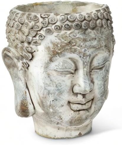 Abbott Collection 27-DHARMA/350 SM Small Buddha Head Planter, Grey (5.5" H)