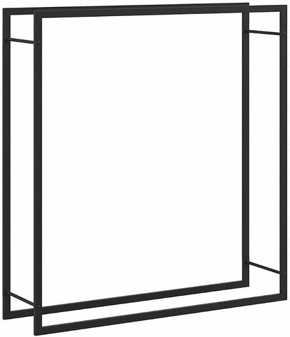 vidaXL Firewood Rack, Fire Log Stand Stacker Holder for Fireplace, Outdoor Indoor Metal Wood Pile Storage Organizer, Matt Black Steel
