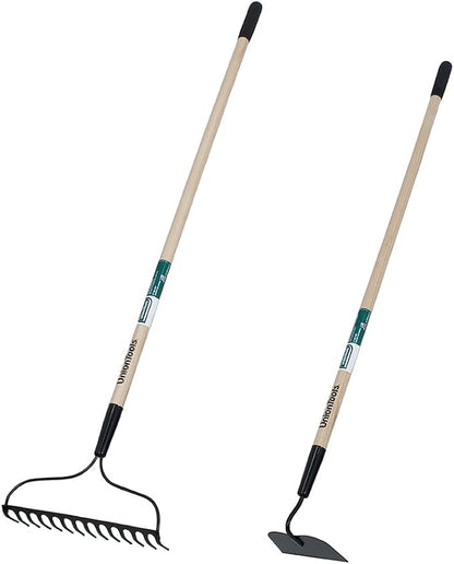 Union Tools Garden Soil Prep Bundle: Bow Rake and Garden Hoe