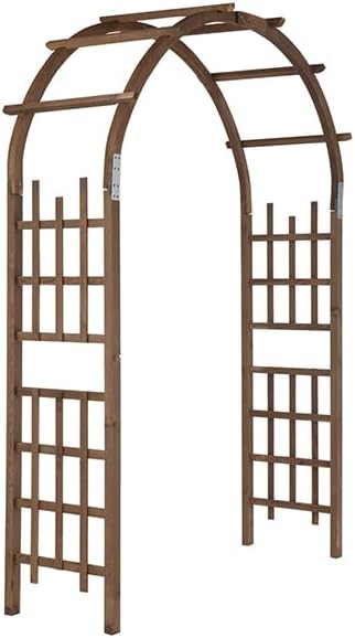 Outvita 7Ft Wooden Garden Arbor Arch, Wood Arbor Trellis, Pergola Archway for Wedding Ceremony Decoration Pergola Plant Climbing Rose Vines Lawn Courtyard Patio Reddish Brown