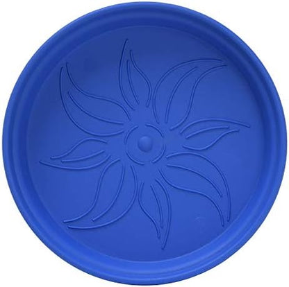 Mintra Garden Pots, 4 Pack Bulk Plastic Plant Pots with Drainage Tray, Round Indoor & Outdoor Decorative Planters with Drain Holes for Flowers, Herbs & Plants, 15cm Diameter – Blue, 5.9 in