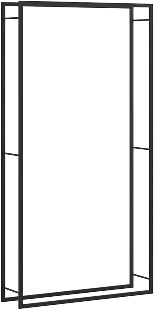 vidaXL Firewood Rack, Fire Log Stand Stacker Holder for Fireplace, Outdoor Indoor Metal Wood Pile Storage Organizer, Matt Black Steel