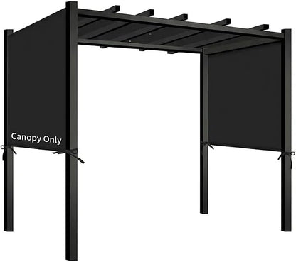 17' x 6.8' Waterproof Pergola Canopy Replacement Cover, Black | Waterproof polyester canopy with built-in drainage holes and adjustable tie straps for a secure fit in rain and wind.