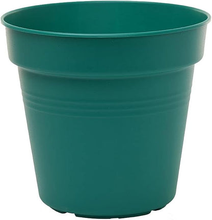 Mintra Garden Pots, 4 Pack Bulk Plastic Plant Pots with Drainage Tray, Round Indoor & Outdoor Decorative Planters with Drain Holes for Flowers, Herbs & Plants, 19cm Diameter – Forest Green, 7.5 in