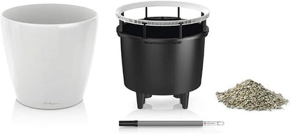 Lechuza Classico LS 43 White High Gloss, Self-Watering Round Planter, D16.9 H15.7 in