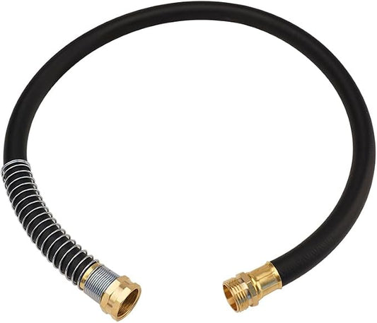 Wiseflow Leader Hose 3FT x 5/8" Heavy Duty Water Hose with Brass Male to Female Fittings, Short Hose Extender for Hose Reel and Faucet, 1000 PSI Burst Pressure, 300 PSI Working Pressure, Black