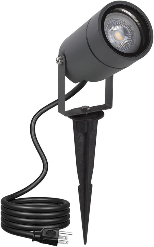 DAWALIGHT Outdoor Spot Light, Landscape Lighting 6W Spotlight for Yard, Replaceable GU10 Bulb 110V 3000K IP65 Waterproof, Aluminum, 5ft Cable Garden Patio Driveway House,Dark Grey