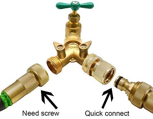HQMPC 2-Way Garden Hose Splitter - 3/4" Female & 2 Male, 2 Pcs