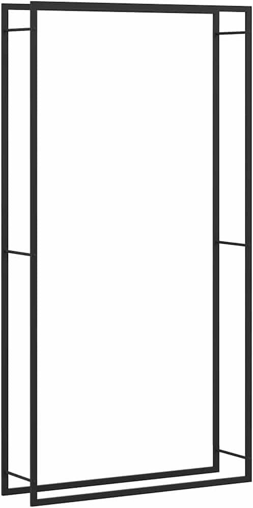 vidaXL Firewood Rack, Fire Log Stand Stacker Holder for Fireplace, Outdoor Indoor Metal Wood Pile Storage Organizer, Matt Black Steel