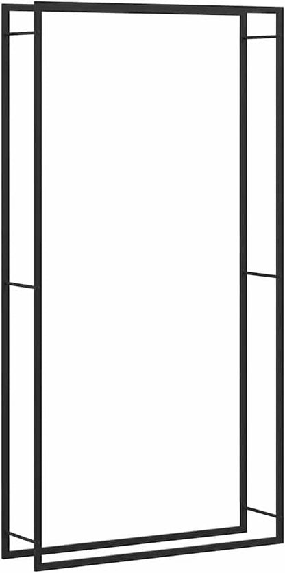 vidaXL Firewood Rack, Fire Log Stand Stacker Holder for Fireplace, Outdoor Indoor Metal Wood Pile Storage Organizer, Matt Black Steel