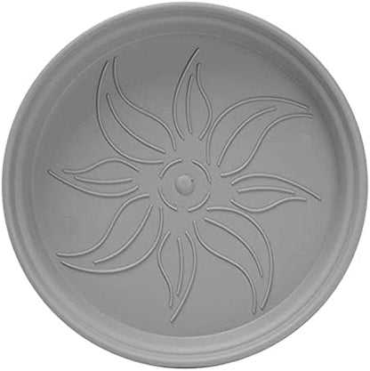Mintra Garden Pots, 4 Pack Bulk Plastic Plant Pots with Drainage Tray, Round Indoor & Outdoor Decorative Planters with Drain Holes for Flowers, Herbs & Plants, 13cm Diameter – Grey, 5 in