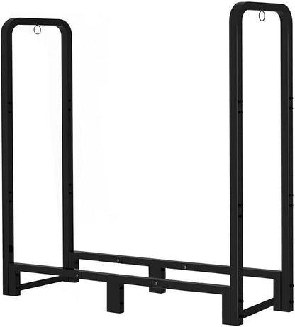 3FT Firewood Rack Stand Heavy Duty Logs Holder for Outdoor Indoor Fireplace Metal Wood Pile Storage Stacker Organzier, Matte Black