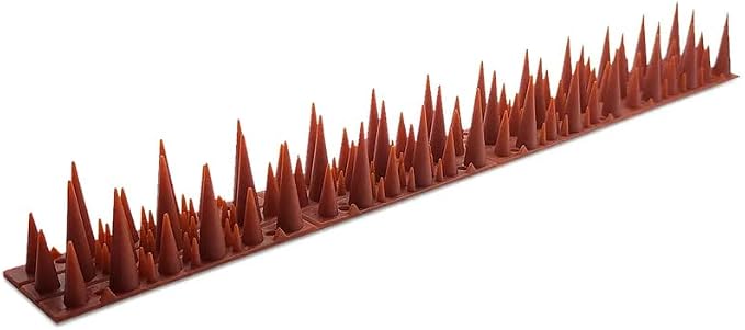 BUGGOFF - Red Plastic Bird & Rodent Spikes, Unique Spike Pattern effecitviely deteres Pesky Pigeons, Squirrels, Raccoons. Installs on Fences, Gates, Roofs, Walls and More! (52.5 Feet)
