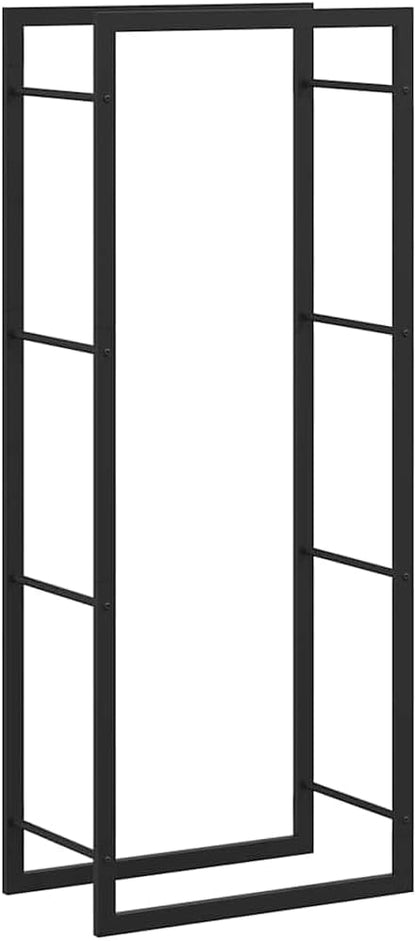 vidaXL sturdy Steel Firewood Rack, large-capacity Matt Black Log Holder, weather- Fireplace Wood Storage, 19.7"x11"x52", Indoor/Outdoor Log stand