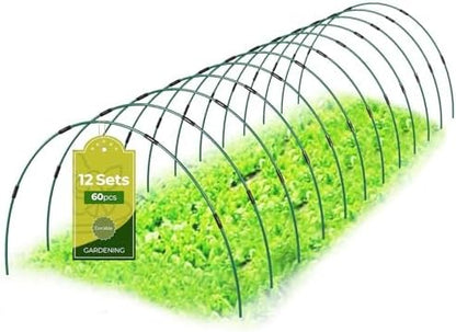 60 Pcs Garden Hoops for Raised Beds, 12 Sets of 8.5 FT Long Garden Hoops, Rust-Free Fiberglass Greenhouse Hoops Grow Tunnel for Netting, DIY Plant Support Garden Stakes for Row Cover
