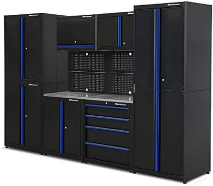 Montezuma Garage Tool Storage System - 9Piece Combo Workbench with Locking Cabinet & Stainless Steel Worktop - Pc-Adgh, Set 2