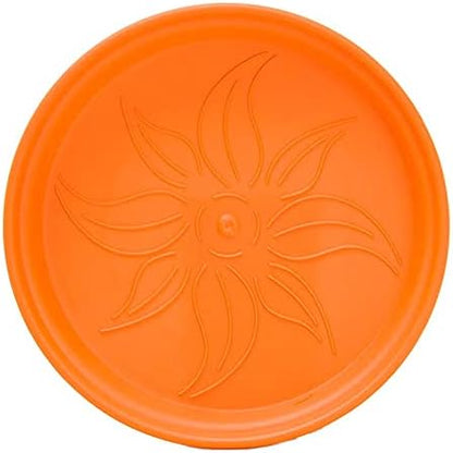 Mintra Garden Pots, 4 Pack Bulk Plastic Plant Pots with Drainage Tray, Round Indoor & Outdoor Decorative Planters with Drain Holes for Flowers, Herbs & Plants, 19cm Diameter – Orange, 7.5 in