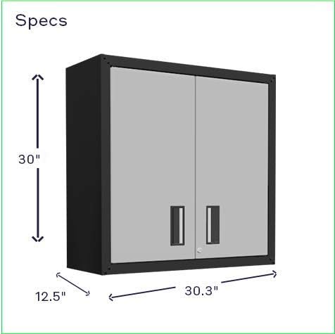 Floating Garage Storage Cabinet - Heavy-Duty Wall Mount Steel Cabinet, Lockable 2-Door Design, Removable Shelf, 44 lbs Capacity, Ready-to-Assemble Metal Garage Organizer (Black and Grey)